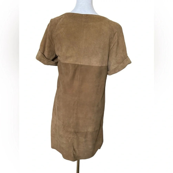 Hoss Intropia Goat Leather Short Sleeve Dress Size 36 US Size 4 Khaki Brown - Picture 8 of 16